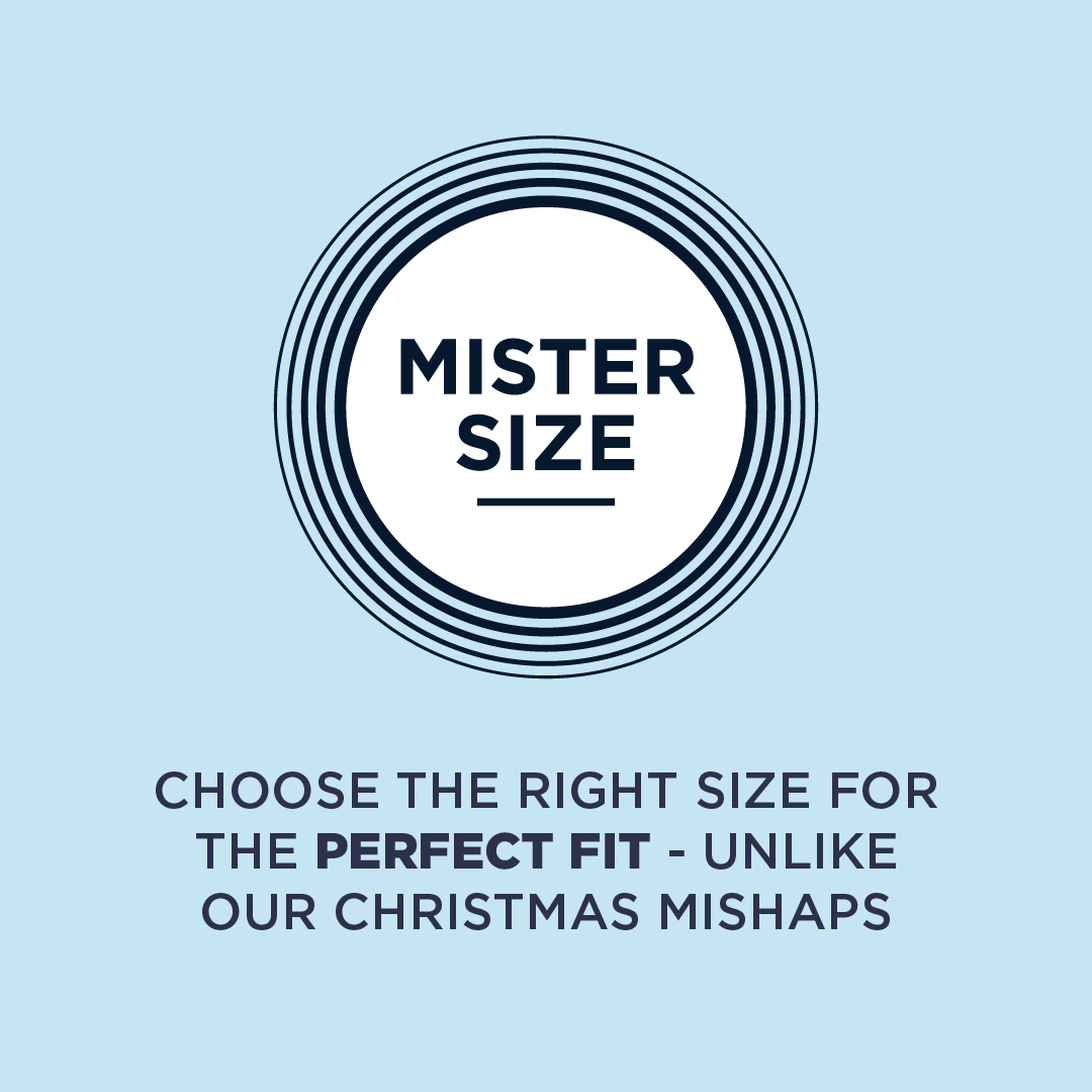 Mister Size logo with text underneath: Choose the right size for the perfect fit